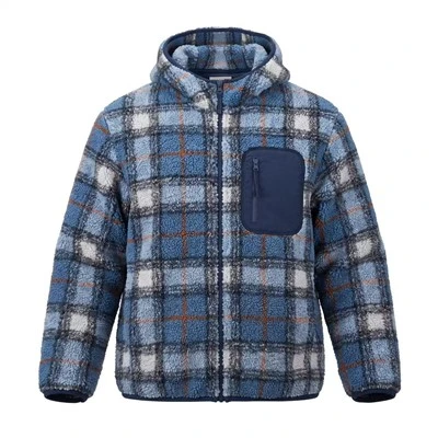 Ip bilan bo'yalgan plaid Teddy Sherpa qalpoqli to'liq fermuarli kurtka